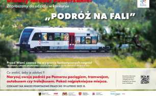 plakat konkursu przedstawiający pociąg